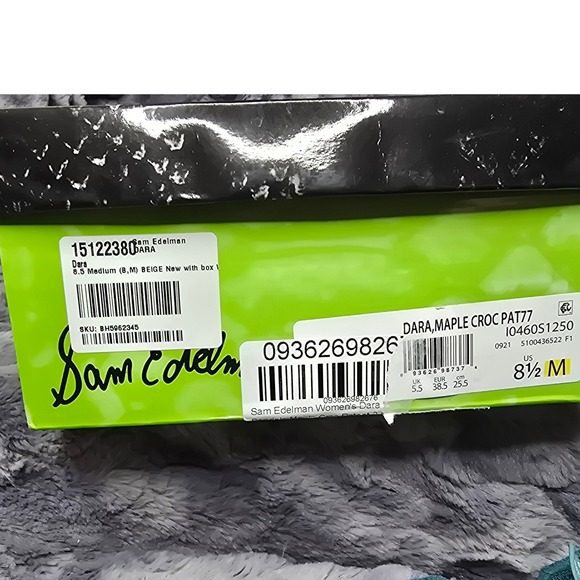 NWB Sam‎ Edelman Dara Beige Croc Embossed Ankle Strap Stiletto Heels - Size 8.5M - Picture 9 of 9